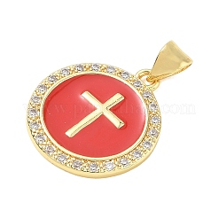 Religion Cross Brass Micro Pave Clear Cubic Zirconia Pendants&nbsp;CU-CBA83A6-03B-G