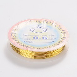 銅製ワイヤー  長持ちメッキ  ゴールド  22ゲージ  0.6mm  約19.68フィート（6m）/ロール&nbsp;CWIR-CW0.6mm-07