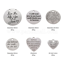 36Pcs 6 Style Tibetan Style Carved Words Alloy Pendants&nbsp;FIND-LS0001-38AS