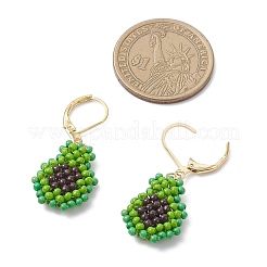 304 Stainless Steel Glass Seed Beads Avocado Dangle Earrings&nbsp;EJEW-MZ00550