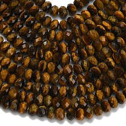 天然石タイガーアイビーズ連売り  多面カット  ロンデル  きいろ  8x5.5mm  穴：1.2mm  約69個/連  15.16''（38.5センチメートル）&nbsp;G-Z111-A02-01