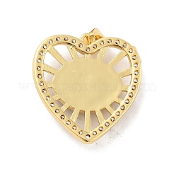 Heart Brass Micro Pave Clear Cubic Zirconia Pendants&nbsp;KK-G419-11G-02