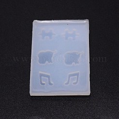 DIYイヤリングシリコンモールド  レジンキャストペンダントモールド  UVレジン用  エポキシ樹脂ジュエリー作り  ブロック＆エレファント＆ノート  ホワイト  63x43x6mm  内径：10~12.5x10.5~14.5mm&nbsp;DIY-TAC0013-34