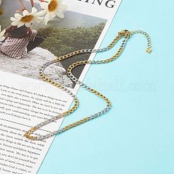 Two Tone 304 Stainless Steel Curb Chain Necklaces&nbsp;X-NJEW-JN03541