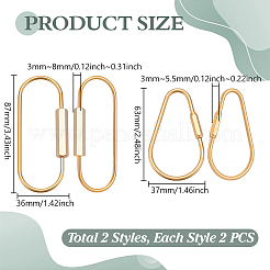 4Pcs 2 Styles Brass Screw Clasps&nbsp;FIND-UN0007-78