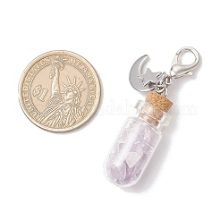 Chakra Natural & Synthetic Gemstone Chips inside Glass Wishing Bottle Pendant Decoration&nbsp;GG-CJBAB5