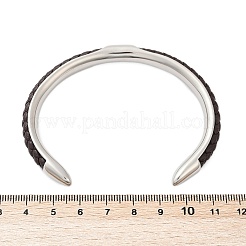 304 Stainless Steel Microfiber Leather Cord Cuff Bangles&nbsp;BJEW-D304-14P-02