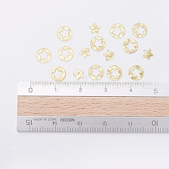オーナメントアクセサリープラスチック製スパンコール/スパンコールビーズ  スターとフラットラウンド  ゴールド  6x0.1mm&nbsp;X-PVC-E001-02-LS01