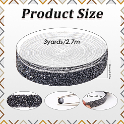 3ヤードの自己接着樹脂ラインストーンホットフィックスラインストーン  ジェット  15x2.5mm&nbsp;DIY-SP0002-41B