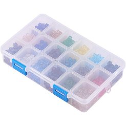 ガラスビーズ  多面カット  キューブ  ミックスカラー  6x6x6mm  穴：1mm  約50PCS /カラー  900個/箱&nbsp;GLAA-PH0007-10