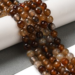 染色・加熱された天然縞瑪瑙ビーズ連売り  多面カット  ラウンド  ペルー  7.5~8mm  穴：1.2mm  約48個/連  14.17''（36センチメートル）&nbsp;G-P539-F01-04