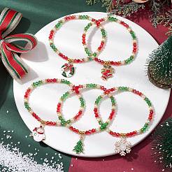 5Pcs 5 Styles Electroplate Glass Beaded Stretch Bracelet Sets&nbsp;BJEW-JB10381