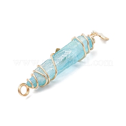 3Pcs 3 Styles Electroplated Natural Quartz Crystal Pointed Copper Wire Wrapped Pendants&nbsp;PALLOY-JF03766-04