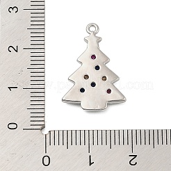 真鍮製マイクロパヴェキュービックジルコニアペンダント  クリスマスツリー  プラチナ  22x15x2mm  穴：1.4mm&nbsp;LS-KK-I380-01P