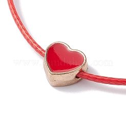 Alloy Enamel Heart Braided Bead Bracelet&nbsp;BJEW-JB09740-01