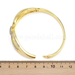 真鍮マイクロパヴェクリアキュービックジルコニアバングル（女性用）  マスク  18KGP本金メッキ  7/8インチ（2.15cm）  内径：2-3/8インチ（5.9cm）&nbsp;BJEW-D368-02G
