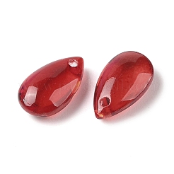 クリアガラスチャーム  ティアドロップ  暗赤色  14x8x5.2mm  穴：1.2mm  10個/セット&nbsp;GLAA-U002-01F