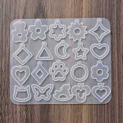 動物のイヤリングペンダント DIY シリコン型  レジン型  UVレジン用  エポキシ樹脂工芸品作り  透明  110x129x4mm  内径：19~28x13~26.5mm  穴：2mm&nbsp;LS-DIY-Q033-04C