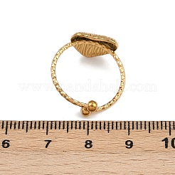 304ステンレススチール製調節可能な女性用オープンカフリング  ハート  ゴールドカラー  11.5x12.5mm  内径：16mm&nbsp;LS-RJEW-K303-02G
