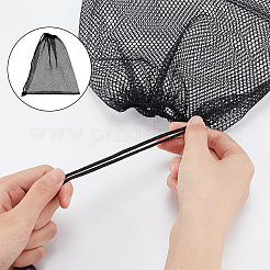 ポリエステルメッシュ巾着収納袋  長方形  ブラック  29~29.5x25x0.1~0.2cm&nbsp;LS-ABAG-WH0044-49C