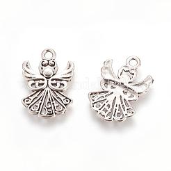 合金のチベット風チャーム  カドミウムフリー＆鉛フリー  天使  アンティークシルバー  20x14x1mm  穴：1.5mm&nbsp;TIBEP-A22571-AS-LF