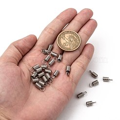 変色に強い304ステンレススチール製ターミネーター  コイルコードエンド  ステンレス鋼色  11x5mm  穴：3mm&nbsp;STAS-S028-14