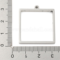 変色しない304ステンレススチールレーザーカットペンダント  スクエアチャーム  ステンレス鋼色  31x28x3mm  穴：2mm&nbsp;STAS-U009-01B-P
