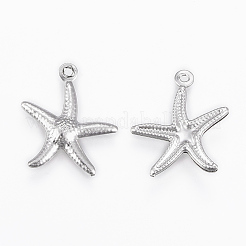 変色しにくい304ステンレススチールペンダント  ヒトデ/海星  ステンレス鋼色  17.5x15.5x2mm  穴：1mm&nbsp;A-STAS-P175-33P