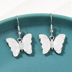 Natural Quartz Crystal Brass Dangle Earrings&nbsp;EJEW-M081-01P-01