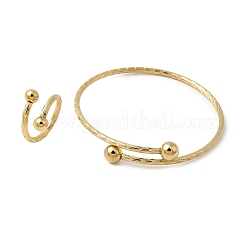 201 Stainless Steel Cuff Bangles & Cuff Rings Sets&nbsp;SJEW-Z004-01G-02