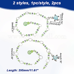 Spray Painted Crackle Glass & Acrylic link Knitting Row Counter Chains&nbsp;HJEW-AB00391