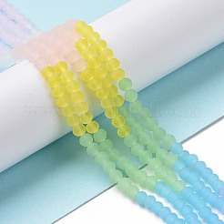 つや消しグラデーションカラーのガラスビーズ連売り  セグメント化されたマルチカラービーズ  多面カット  ラウンド  カラフル  4x3mm  穴：0.9mm  約147個/連  19.76''（50.2センチメートル）&nbsp;FGLA-H011-01