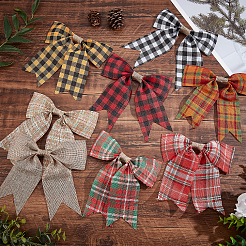 8Pcs 8 Colors Christmas Theme Imitation Linen Bowknot Ornament Accessories&nbsp;DIY-CA0004-34