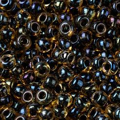 MIYUKIラウンドロカイユビーズ  日本製シードビーズ  （rr349)ダークブルーの裏地付きトパーズ光沢  8/0  3mm  穴：1mm  約422~455PCS /ボトル  10 G /ボトル&nbsp;SEED-JP0009-RR0349