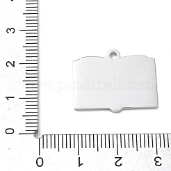 304ステンレスペンダント  ブックチャーム  艶出し  ステンレス鋼色  18x22x1.5mm  穴：1.9mm&nbsp;SA-CBAE115-17P