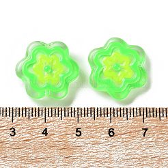 ガラスビーズ連売り  手描きのビーズ  エナメル  花  ライム  18x19.5x5mm  穴：1.1mm  約20個/連  14.17インチ（36cm）&nbsp;GLAA-L047-04E