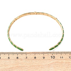 女性用304ステンレススチールエナメルカフバングル  ラインストーン付き  鉛フリー＆カドミウムフリー＆ニッケルフリー  ゴールドカラー  シーグリーン  内径：2.52x1.89インチ（6.4x4.8cm）&nbsp;LS-BJEW-H637-02A-G
