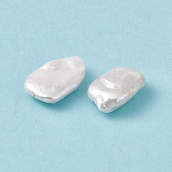 バロック天然ケシパールビーズ  長方形  貝殻色  23~25.5x15.5~16x7~8mm  穴：0.8mm&nbsp;PEAR-N020-K09