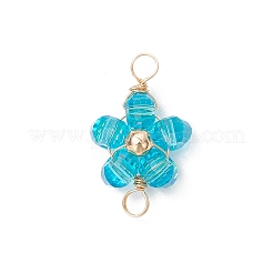 Transparent Electroplate Glass Beaded Flower Links Connector Charms&nbsp;PALLOY-JF04170