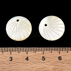 天然黄色のシェルペンダント  サンバーストディスクチャーム  フローラルホワイト  16x1.5~2mm  穴：1.6mm&nbsp;SH-CBACA76-03