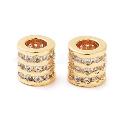 Column Brass Micro Pave Clear Cubic Zirconia Beads&nbsp;KK-S394-05B
