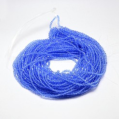 模造オーストリアクリスタルダブルコーンガラスビーズ連売り  グレードAA  多面カット  ライトブルー  4x4mm  穴：0.8~1mm  約75~78個/連  28~29cm&nbsp;GLAA-F029-4x4mm-09