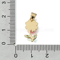 真鍮製エナメルペンダント  花のチャーム  ラックめっき  長持ちメッキ  鉛フリー＆カドミウムフリー  18KGP本金メッキ  ミックスカラー  17.5x8.5x2.5mm  穴：5x4mm&nbsp;KK-K427-10A-G