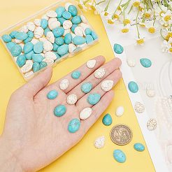 96Pcs 12 Styles Synthetic Turquoise Dyed Cabochons&nbsp;G-AR0005-55