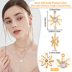 Brass Clear Cubic Zirconia Connector Charms&nbsp;KK-BBC0002-18