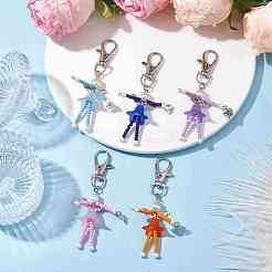 ガラスシードビーズペンダントデコレーション  ガラスパールビーズ付き  アクリルビーズと合金製回転式ロブスタークロウ留め金  ミックスカラー  88.5mm&nbsp;HJEW-MZ00055
