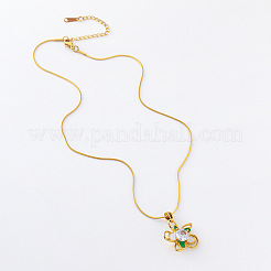 3Pcs French Vintage Stainless Steel White and Green Enamel Flower Pendant Necklaces for Women&nbsp;PZ8331