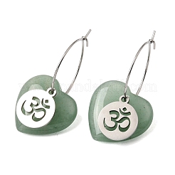 Natural Green Aventurine & 304 Stainless Steel Hoop Earrings for Women&nbsp;EJEW-G475-04P-04