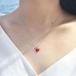 Summer Beach Alloy Rhinestone Crab Pendant Necklaces for Women&nbsp;WG730EC-01