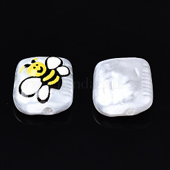 3dプリントABSプラスチックイミテーションパールビーズ  蜂と正方形  カラフル  11x10x4.5mm  穴：1mm&nbsp;KY-S168-007